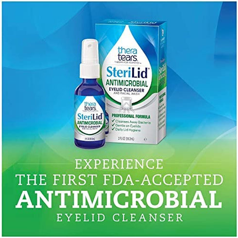 TheraTears SteriLid Antimicrobial Eyelid Cleanser and Facial Wash, 2 Fl Oz Spray